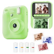 8X Magnification Instant Print Camera - 1080P HD Selfie Video & Built-In Flash, Portable Mini Photo Printer With 4-Color Print Paper Roll, 1300mAh Rechargeable Battery, Creative Fun Gift For Holidays, Christmas, Halloween, Birthday Parties, Back To School - Green - View 3