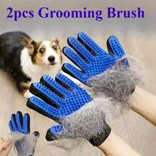 2pcs Pet Grooming Gloves, Cat & Dog Hair Removal Brush, Pet Massage Bathing Gloves - Multicolor - View 2