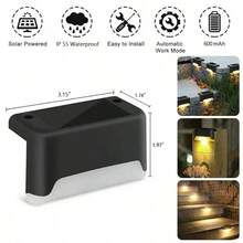 32/16/4-Piece Outdoor Solar Garden Lights – 1 LED Solar Illumination, Suitable For Home Garden Decor, Stairs, Terraces, Fences, Courtyards, And Wall Decorations – Auto On/Off, Durable, Easy To Install, Warm White Light - 黑色 - 查看 5