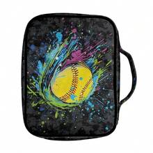 Colorful Paint Softball Camo Bible Case For Women Men Lightweight Bible Bags And Totes Bible Accessories Portable Bible Carrying Case With Zipper Pocket Large Briefcase - 彩色彩彈壘球迷彩 - 查看 3