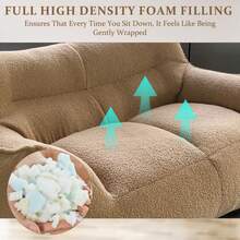 Giant Bean Bag Chairs For Adults With Filling Teddy Fleece Plush Fluffy Bean Bag Single Sofa And Loveseat With Armrest, Lounge Lazy Floor BeanBag Chair, Cozy Fluffy Couch For Living Room, Bedroom & Dorm - Light Khaik - Xem 8