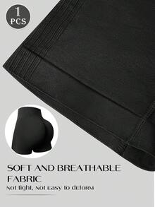 1Pc Women's Sports Shorts, Shaping Shorts, Tummy Control & Butt Lifting, Seamless Yoga Shorts, Boxer Briefs, Safety Shorts, Women's Underwear - 黑色 - 查看 5