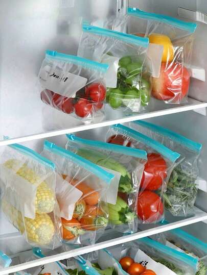 30pcs Resealable Zipper Food Storage Bags, Reusable Plastic Airtight Seal Bags For Fruit, Vegetable, Grain, Meat, Fridge, Freezer, Travel, Outdoor, Party, Random Zipper Color