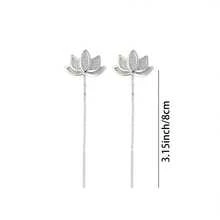 1 Pair/Set Women's Fashion Dangle Earrings, Spring/Summer Lotus Flower Tassel S925 Sterling Silver Hypoallergenic Earrings, Weight 1.1g, Suitable For Daily Wear/Spring & Summer/Graduation Gift/Holiday Celebration - Lotus Earring - View 2