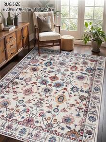 1 pieza Alfombra estilo palacio vintage, súper suave de felpa corta de poliéster con patrón floral bohemio geométrico impreso rectangular, alfombra para el hogar antideslizante lavable y cómoda, adecuada para sala de estar, dormitorio, pasillo, decoración del hogar - Multicolor - Ver 14