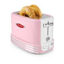 Nostalgia tostador retro de 2 rebanadas diseño clásico con bandeja para migas almacenamiento de cable y 5 niveles de tostado rosa - 2 rebanadas - Ver 1