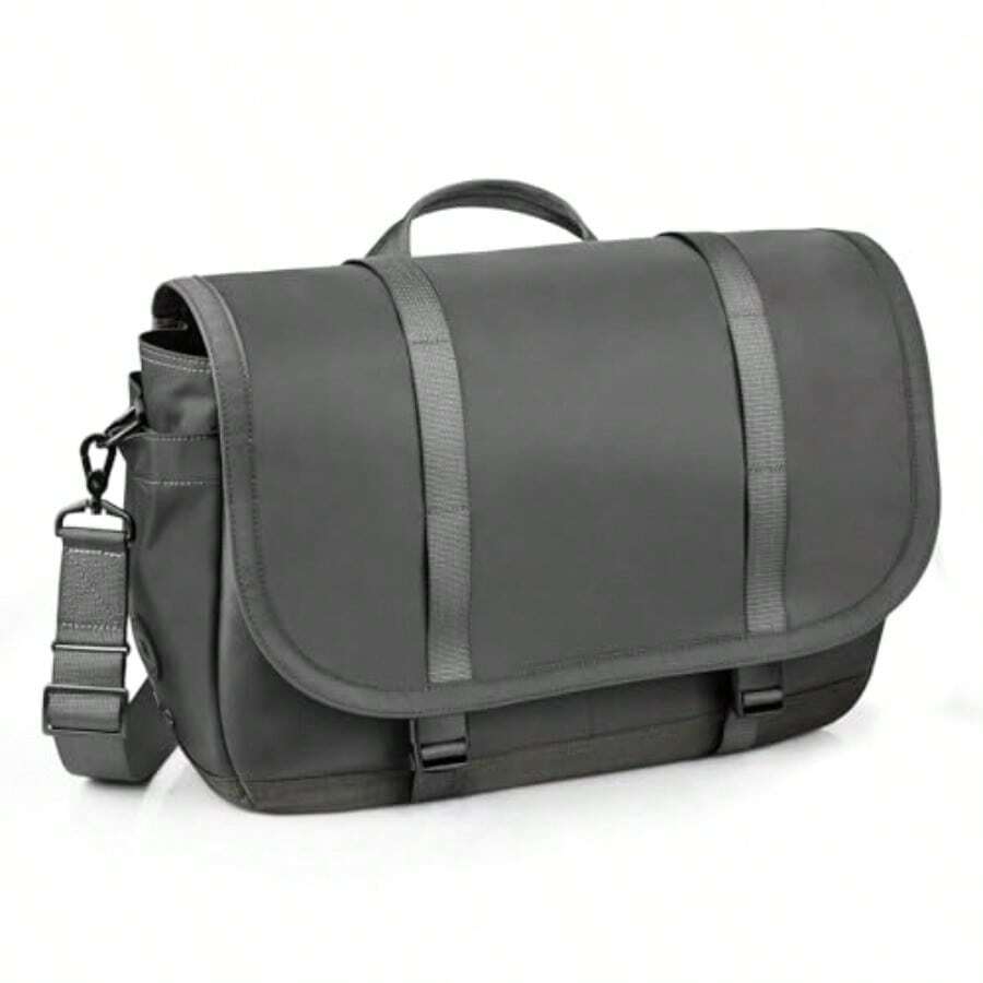Bolso Mensajero Hombre Mochila Portafolio Bandolera Maletin Para Hombre Antirrobo 15.6" Impermeable - Portátil Múltiples Bolsillos Ligera para Oficina/Viajes/Universidad-022 - Gris - Ver 1