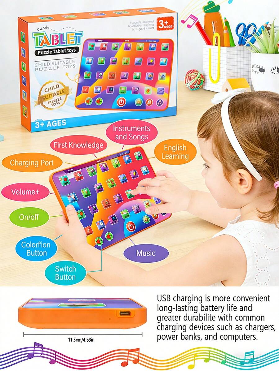 Tableta de simulación multilingüe en inglés para educación temprana, máquina de aprendizaje, entrenamiento de pinyin, dispositivo de lectura musical, juguete educativo para niños - 002 Tablet - Ver 1