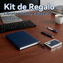 Set de Oficina Elegante de 4 Piezas con Cuaderno, Bolígrafo, Llavero y Portatarjetas - A5 - Ver 1