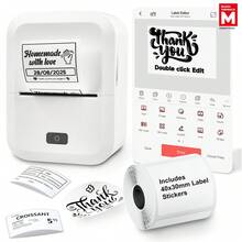 Marklife X2 标签打印机，含标签带，无线标签打印机，无墨标签打印机，适用于服装、小型企业、蜡烛罐、衣物、储物盒、家庭使用（黑白） - 白色 - 查看 7