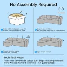 Modern 98''Chenille L-Shape Sectional Sofa With Curved Chaise,Cloud 3-Seater Sofa Couch For Apartment,Living Room - 米色 - 查看 9