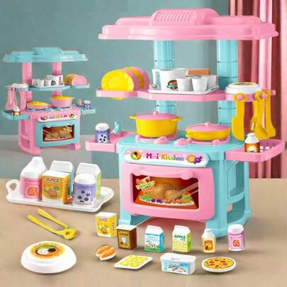 47 Stück Kinder Küchen Spielset, Kinder Rollenspiel Kochspielzeug, Mini Simulations-Küchenspielzeug, Eltern-Kind interaktives Spielzeug, geeignet für Jungen und Mädchen, Geburtstagsgeschenk, Feriengeschenk, Halloween interaktives Geschenk