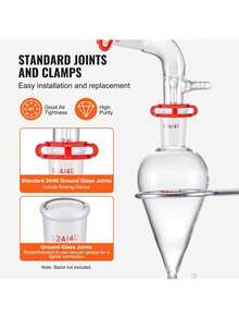 Lab Distillation Kit, 3.3 Boro Lab Glassware Distillation Kit With 24, 40 Joint, 1000ml Essential Oil Distillation Apparatus Kit, 32 Pcs Set Of Glassware Equipment - White - View 4
