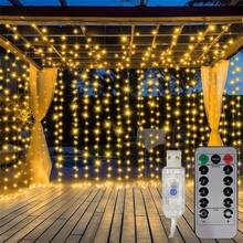 1pc USB Powered Curtain Lights, 8 Lighting Modes LED String Lights Suitable For Wedding Birthday Party House Window Camping Gazebo Decor Holiday Fairy Lights (Remote Control Batteries Not Included) - USB Plug - View 13