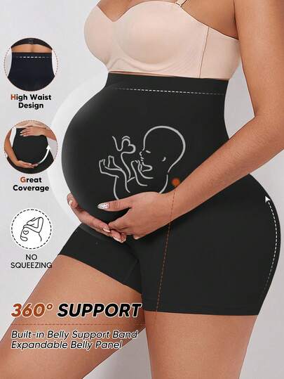 Pantalones cortos de maternidad con cintura alta y soporte para el vientre, con panel de forro abdominal expandible, previene el roce entre los muslos