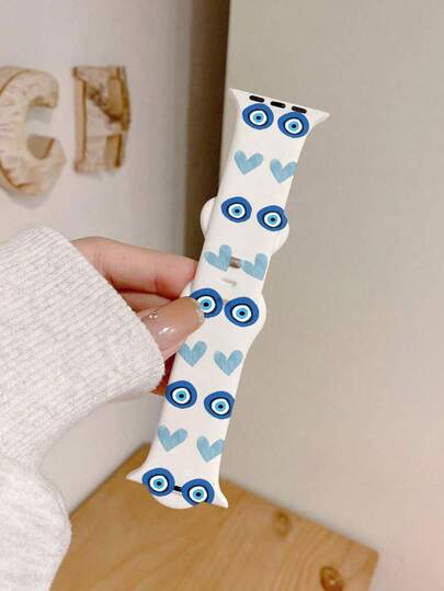 1条可爱邪眼印花表带，适用于38/40/41/42/44/45/49/46mm Ultra/SE/8/7/6/5/4/3/2/1/10/11，智能手表配件，学生礼物