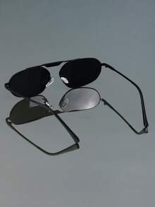 1pc Retro Versatile Minimalist Elegant Small Frame Fashion Glasses, Unisex Punk Party Street Style Runway - Multicolor - View 8