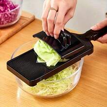 Efficient Multi-Purpose Vegetable Shredder & Cabbage Grater - Durable Plastic Kitchen Tool With Sharp Blades For Salads, Coleslaw, Stir-Fries - Easy To Use, Clean & Store - Ideal Gift For Home Cooks, Cabbage Shredder, Ergonomic Design, Sturdy Construction - Black - View 6