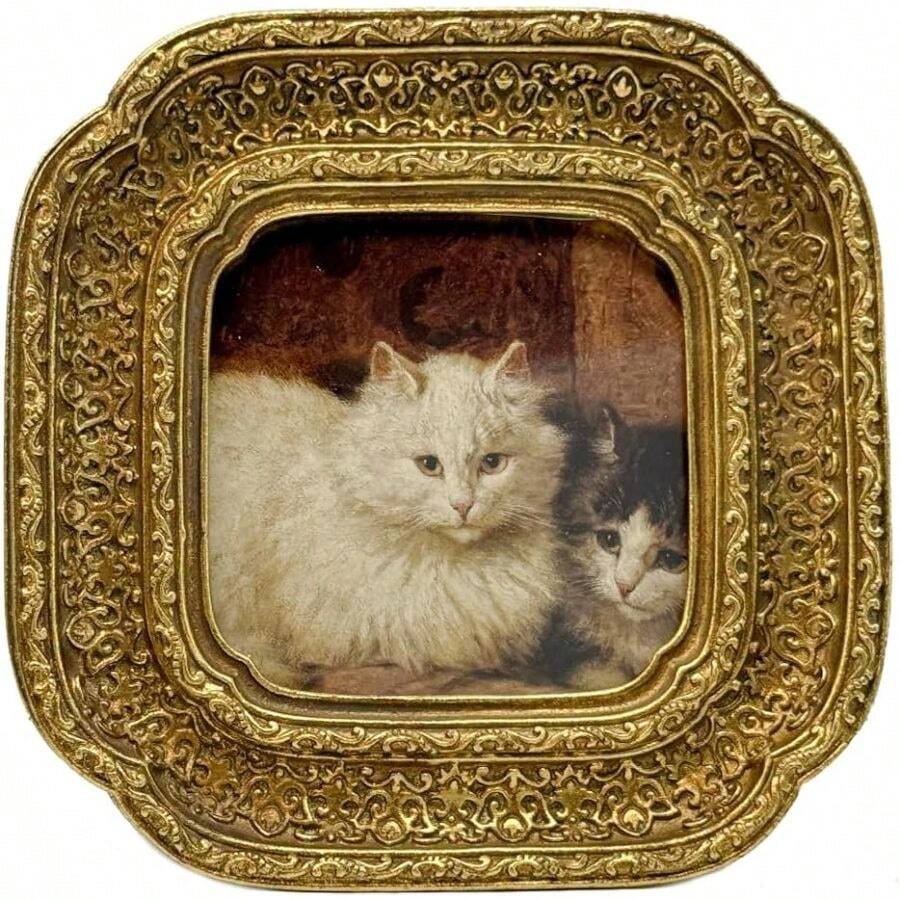 3x3 Vintage Small Picture Frame, Antique Ornate Gold Square Photo Frame For Table Top And Wall Display, Decorative Floral Design Retro Home Decor, Photo Gallery Art - 灰色2件 - 查看 1