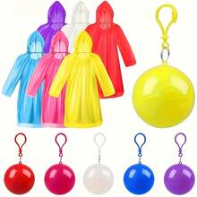 3-Piece Set Of Mixed Color High-Quality Portable Disposable Raincoats With Keychain, Suitable For Camping, Outdoor Activities, Hiking, And Amusement Parks.Multiple Colors Available, Lightweight And Easy To Carry MIOG - 混色 - 查看 1