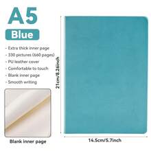 1pc Super Thick Blank Notebook, 660 Pages, Large Sketchbook, Handmade Leather Cover, Blank Inner Pages, Stationery (A4/A5/A6) Back To School - Black - View 19