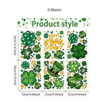 6 Sheets For St. Patrick's Day Window Clings | Self-Adhesive Large Good Luck Shamrock Decals For Glass Home Decor And Spring Summer Party Wall Decor - Multicolor - View 8