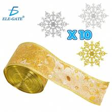 Listón Navideño Dorado Transparente con Motivos Navideños 5 METROS - Multicolor - Ver 1