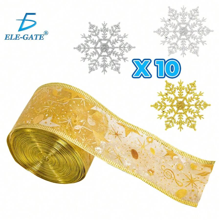 Listón Navideño Dorado Transparente con Motivos Navideños 5 METROS - Multicolor - Ver 1