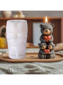 DIY叠叠熊硅胶模具，适用于香氛石膏工艺品 - 白色 - 查看 2