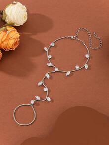 1件波西米亚风立方氧化锆脚趾环脚链，简约女士沙滩度假饰品 - 白色 - 查看 2