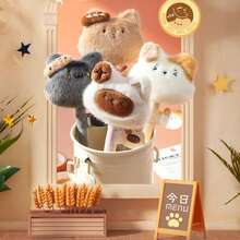 1支面包头毛绒旋转笔芯圆珠笔，学生减压文具 - 彩色 - 查看 2