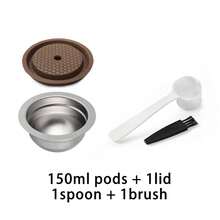 1pc Reusable Stainless Steel Vertuo Coffee Capsule With Lid & Tool, Compatible With Vertuo Next/Pop/Plus Coffee Machines, Capacity 80/150/230ml - Silver - View 8