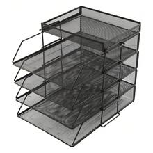 Paper Letter Tray, Desk File Organizer, Stackable Desk File Document Organizer Office Desk Supplier Organizer, Black - AS SHOWN - View 5