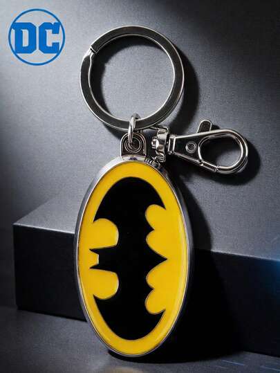 Warner Bros 1个华纳兄弟官方授权蝙蝠侠标志彩色锡制钥匙扣，可收藏，适合送给家人、朋友、粉丝作为生日、新年、情人节礼物