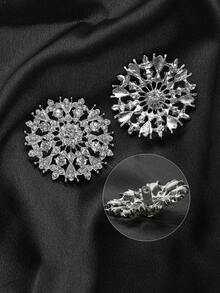 2个/包 金属镂空花朵水钻大纽扣,DIY时尚配饰,适用于毛衣、外套、夹克、围巾、婚礼花束 - A - 查看 4