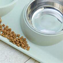 Anti-Spill Pet Double Bowl - Stainless Steel Cat Dog Food Water Bowl Set With Non-Slip Base, Raised Design To Prevent Spilling And Overturning, Pet Feeding Dish - 500ml - View 5