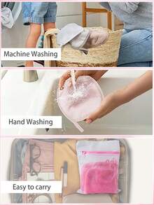 6/3/1pcs Soft Microfiber Facial Cleansing Towel, With Hanging Loop, Gentle Skincare, Washable & Reusable, Ultra Soft, Suitable For All Skin Types, Makeup Remover Cloth/Puff/Towel - Pink - View 5