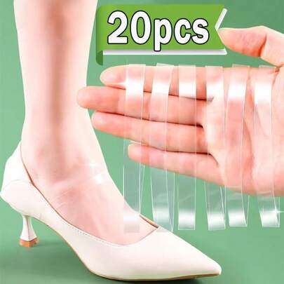 20 Pcs Invisible Elastic Silicone Transparent Shoelaces, Clear Shoe Laces Ankle Straps For Women's High Heel Shoes Pumps Sandals, Flexible Comfortable Holding Loose Ankle Design, Secure Fit Anti-Drop No-Tie Shoelace Straps For Heel Anti-Slip Wear Comfort Enhancement