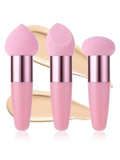 4/3/1 Stück Rosa Make-up Schwamm Set, inklusive Make-up Schwamm mit Griff, Puderquaste und Make-up Schwamm. Diese Make-up Werkzeuge können für die feuchte und trockene Anwendung von Foundation, Concealer, Puder und Creme verwendet werden. Erschwingliche Make-up Werkzeuge, ideal als Geschenk für Frauen.