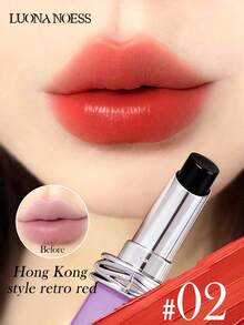 LUONANOESS 2.0 黑魔法裸色唇膏唇蜜，滋潤不褪色不染唇，適合女性秋冬日常戶外度假場合 - #02 Hong Kong style retro red - 查看 2