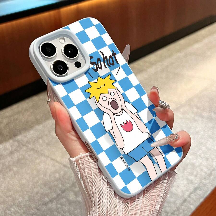 Estuche para teléfono con expresión de sorpresa de personaje de dibujos animados compatible con 17, 16 Pro Max, 15 Pro Max, 13 y 12 Brinda protección contra golpes y caídas Un gran regalo para familiares, amigos, seres queridos, novios, novias y el Día de San Valentín - Azul - Ver 1
