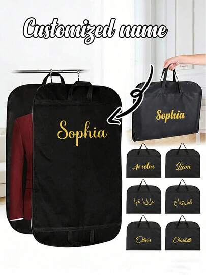 Personalisierte Name & Text Kleidersäcke - feuchtigkeitsbeständige Reißverschluss-Kleiderhüllen mit Aufhängeschlaufe - faltbare Reise- und Aufbewahrungsschutzhülle für westliche Kleidung, robuste lange Kleidersäcke für Reisekleider, Hochzeitskleider, Reiseessentials, für Kleider, Anzüge, Mäntel, personalisierte Geschenke für Freunde, Familie, Geschäft, Valentinstag, Ramadan-Geschenk