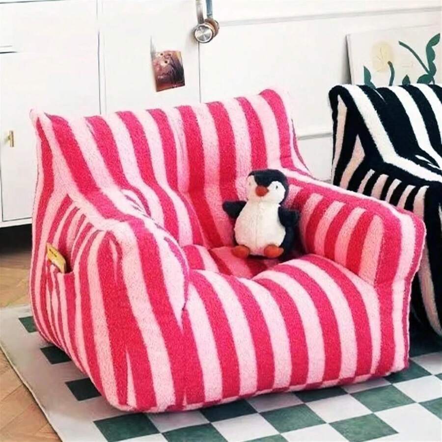 Bean Bag Chairs Children Adults Teen-AGER Bean Bag Cover Bean Bag Armchair Cover Without Filler Beanbag Sofa Floor Pouf Chair Sofa Case Frameless Faux Cashmere Fleece - Pink - View 1