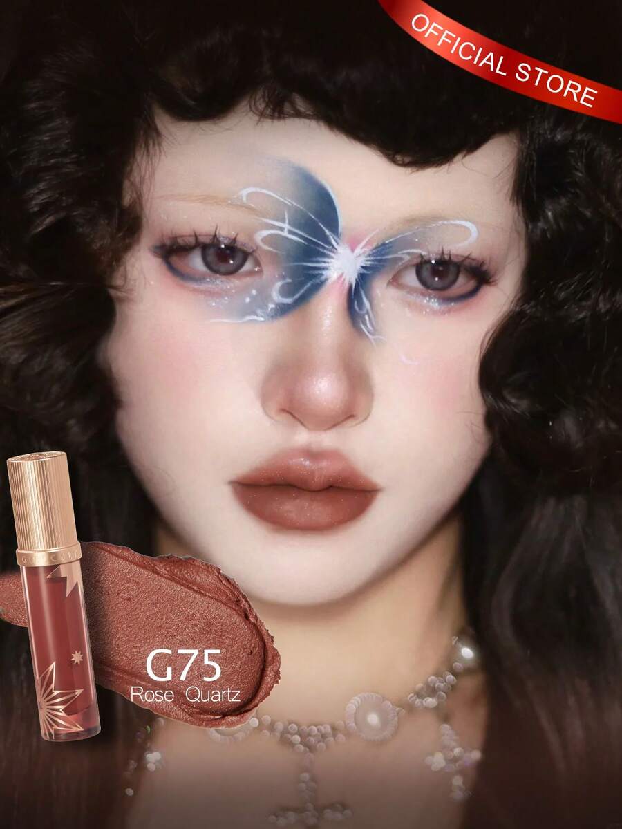 Love Whisper Matte Lip Gloss - G75 Rose Quartz, Dusty Pink Matte, Gauze Dye, Gallery Date Lip, Gloomy Mood Lip, Unfinished Love Letter, Gentle Rebellion, Mood-Lock Pigment - 3.8g/0.13oz, Halloween - G75 Rose Quartz - 查看 1