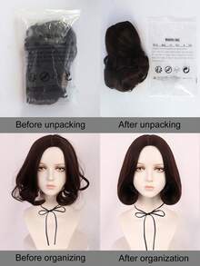Multi-Functional Deep Brown Wavy Clavicle-Length Wig, Flattering Face Shape, Suitable For Office And Dates - Dark Brown - View 8