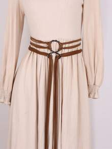 Thắt lưng dài kiểu Bohemian cổ điển dành cho nữ - Thắt lưng điều chỉnh được với tua rua dệt, kiểu dáng thủ công, phù hợp cho lễ Halloween. - A - Xem 4