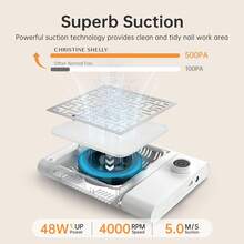 Nail Dust Collector, Bling Diamond Cordless Rechargeable 5000RPM Vacuum Nail Tech Fan Extractor, 12000mAh Professional Nail Duster Suction, Low Noise, Salon&Home - Xem 7