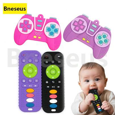 Bneseus Bộ đồ chơi gặm nướt cho trẻ sơ sinh hình tay cầm chơi game hoặc điều khiển từ xa, đồ chơi nhai bằng silicon dành cho trẻ sơ sinh, thích hợp cho bé trai và bé gái từ 6-24 tháng tuổi, làm quà tặng Ramadan và Eid Al-Fitr.