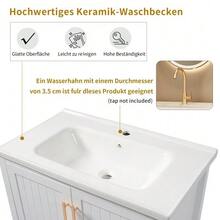 Single Sink Bathroom Vanity Unit With 80cm Vanity Unit And White Ceramic Sink - White - View 8