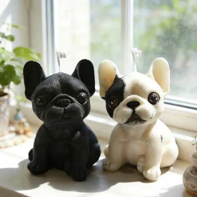 1pc Reusable 3D French Bulldog Candle Mold, Heat Resistant & Easy Release, Suitable For Making Candles, Resin, Soap, Plaster, Clay, Christmas/Birthday Gift, Home Decor, Car Fragrance Diffuser
